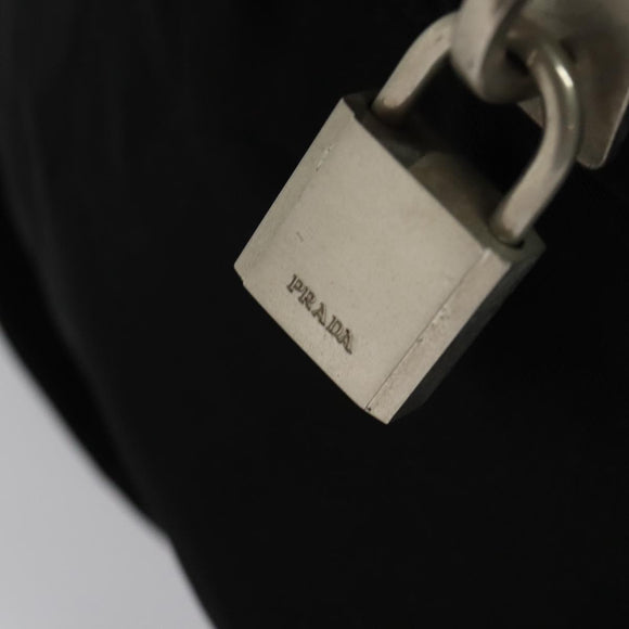 PRADA Boston Bag Nylon Black Silver Auth 136533