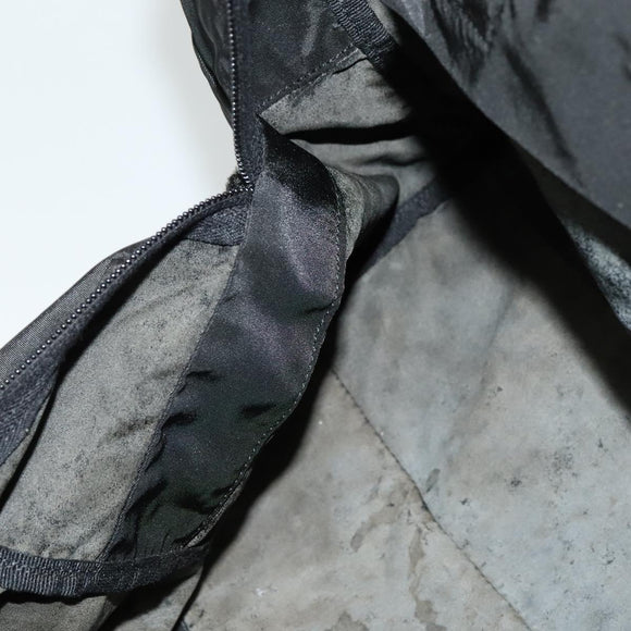 PRADA Boston Bag Nylon Black Silver Auth 136533