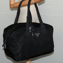 PRADA Boston Bag Nylon Black Silver Auth 136533-22