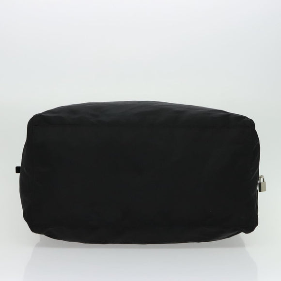 PRADA Boston Bag Nylon Black Silver Auth 136533