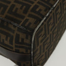 FENDI Zucca Canvas Vanity Pouch Zwart Bruin goud Auth 136534-8