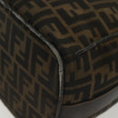 FENDI Zucca Canvas Vanity Pouch Black Brown gold Auth 136534-15