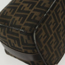 FENDI Zucca Canvas Vanity Pouch Zwart Bruin goud Auth 136534-16