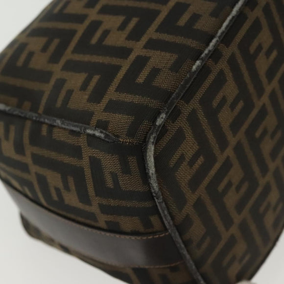 FENDI Zucca Canvas Vanity Pouch Zwart Bruin goud Auth 136534