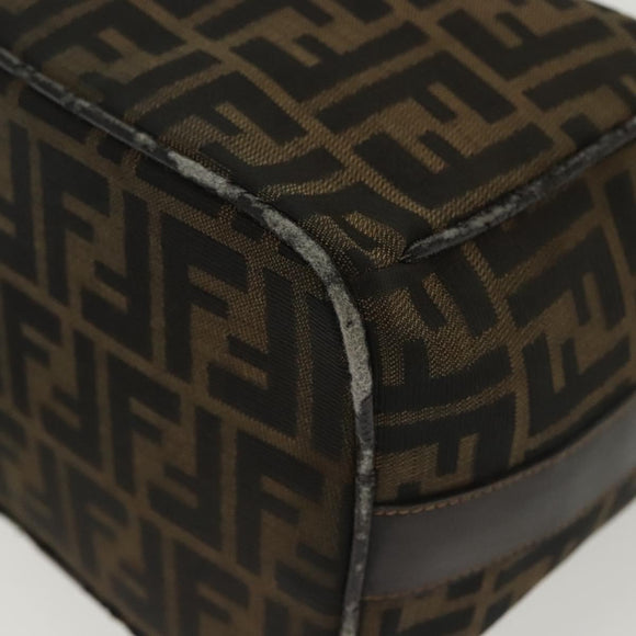 FENDI Zucca Canvas Vanity Pouch Zwart Bruin goud Auth 136534
