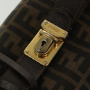 FENDI Zucca Canvas Vanity Pouch Zwart Bruin goud Auth 136534-18