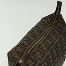FENDI Zucca Canvas Vanity Pouch Black Brown gold Auth 136534-9