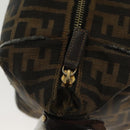 FENDI Zucca Canvas Vanity Pouch Zwart Bruin goud Auth 136534-19