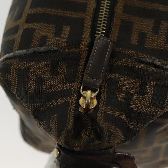 FENDI Zucca Canvas Vanity Pouch Zwart Bruin goud Auth 136534