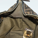 FENDI Zucca Canvas Vanity Pouch Zwart Bruin goud Auth 136534-21