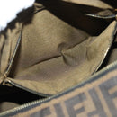 FENDI Zucca Canvas Vanity Pouch Black Brown gold Auth 136534-23