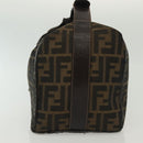 FENDI Zucca Canvas Vanity Pouch Zwart Bruin goud Auth 136534-3