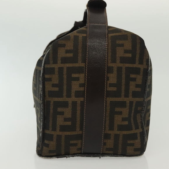 FENDI Zucca Canvas Vanity Pouch Zwart Bruin goud Auth 136534