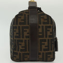 FENDI Zucca Canvas Vanity Pouch Zwart Bruin goud Auth 136534-4