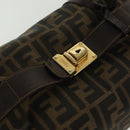 FENDI Zucca Canvas Vanity Pouch Zwart Bruin goud Auth 136534-7