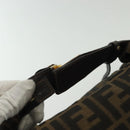 FENDI Zucca Canvas Vanity Pouch Zwart Bruin goud Auth 136534-14