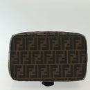 FENDI Zucca Canvas Vanity Pouch Black Brown gold Auth 136534-5