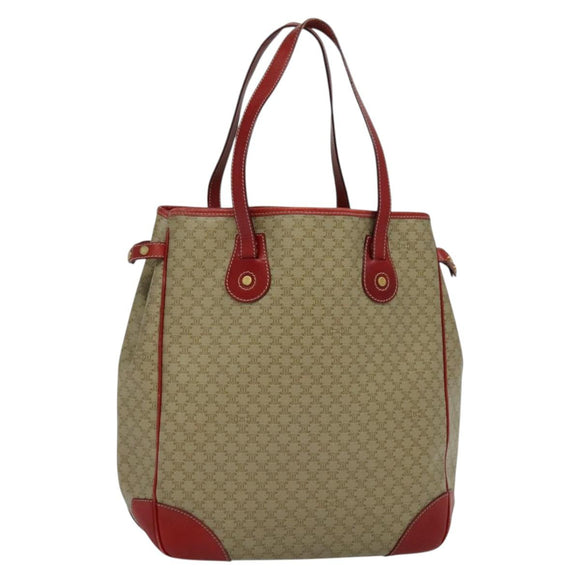 CELINE Macadam Canvas Tote Bag PVC Beige Gold Auth 136536