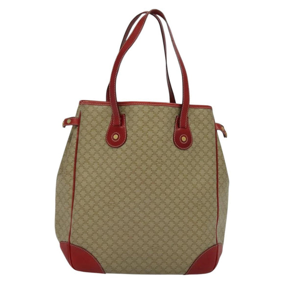 CELINE Macadam Canvas Tote Bag PVC Beige Gold Auth 136536