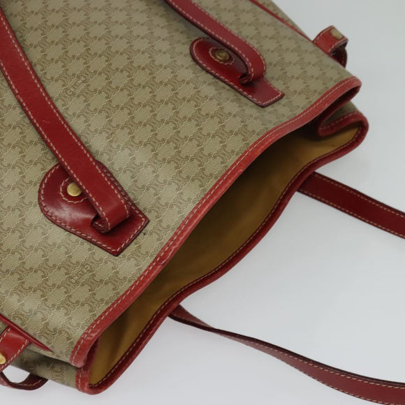 CELINE Macadam Canvas Tote Bag PVC Beige Gold Auth 136536