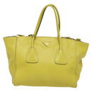 PRADA Tote Bag Leather 2way Yellow Gold Auth 136537-13