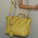 PRADA Tote Bag Leather 2way Yellow Gold Auth 136537-27