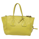 PRADA Tote Bag Leather 2way Yellow Gold Auth 136537-2