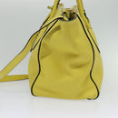 PRADA Tote Bag Leather 2way Yellow Gold Auth 136537-4