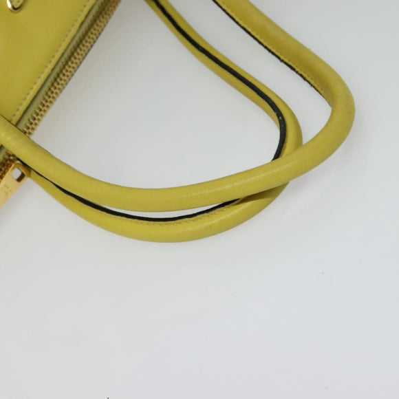 PRADA Tote Bag Leather 2way Yellow Gold Auth 136537