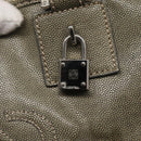 LOEWE Anagram Amazona 32 Hand Bag Leather Khaki Silver Auth 136539-17