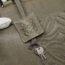 LOEWE Anagram Amazona 32 Hand Bag Leather Khaki Silver Auth 136539-10