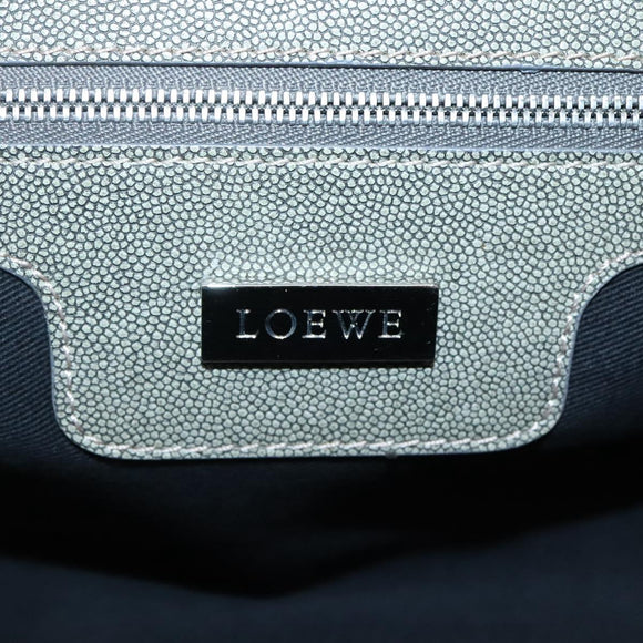 LOEWE Anagram Amazona 32 Hand Bag Leather Khaki Silver Auth 136539