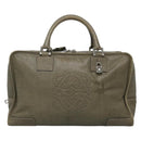 LOEWE Anagram Amazona 32 Hand Bag Leather Khaki Silver Auth 136539-13
