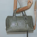 LOEWE Anagram Amazona 32 Hand Bag Leather Khaki Silver Auth 136539-23