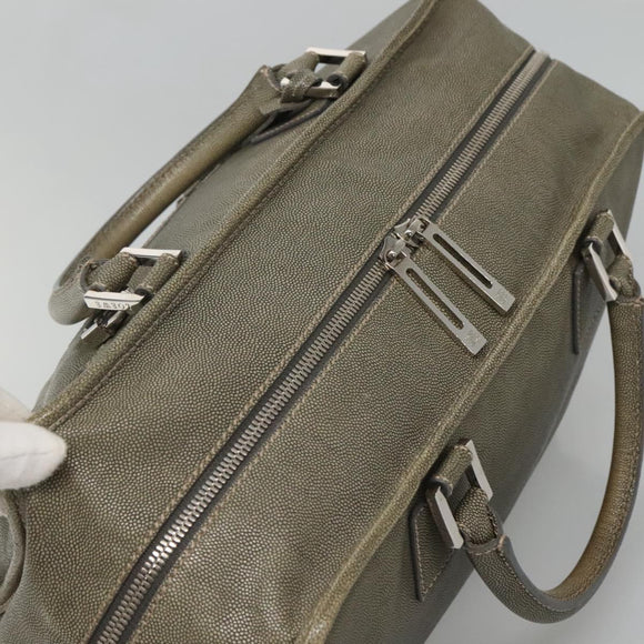 LOEWE Anagram Amazona 32 Hand Bag Leather Khaki Silver Auth 136539