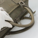 LOEWE Anagram Amazona 32 Hand Bag Leather Khaki Silver Auth 136539-7