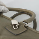 LOEWE Anagram Amazona 32 Hand Bag Leather Khaki Silver Auth 136539-8