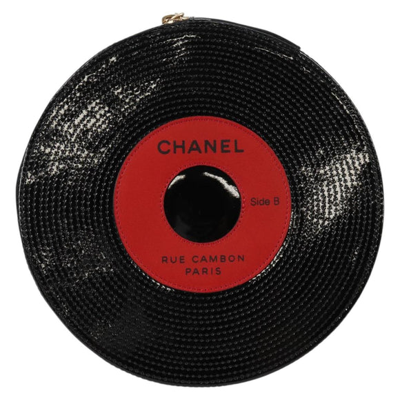 CHANEL Pouch Patent leather Black CC Auth 136541M