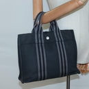 HERMES Fourre Tout PM Hand Bag Canvas Black Gray Auth 136542-19