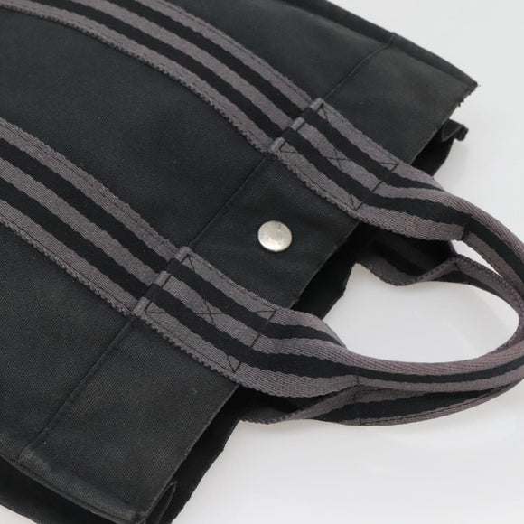 HERMES Fourre Tout PM Hand Bag Canvas Black Gray Auth 136542