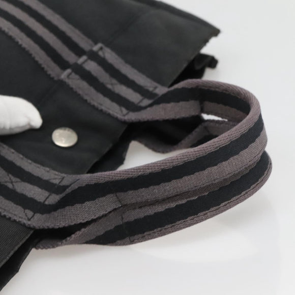 HERMES Fourre Tout PM Hand Bag Canvas Black Gray Auth 136542