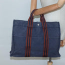 HERMES Fourre Tout MM Hand Bag Canvas Navy Auth 136543-19