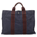 HERMES Fourre Tout MM Hand Bag Canvas Navy Auth 136543-2