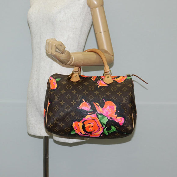 LOUIS VUITTON Monogram Rose Speedy 30 Hand Bag Orange Pink M48610 Auth 136544V