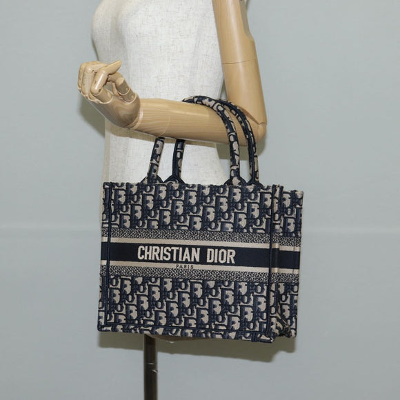 Christian Dior Trotter Canvas Hand Bag Navy Auth 136545M