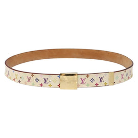 LOUIS VUITTON Monogram Multicolor Ceinture Belt White LV Auth 136549