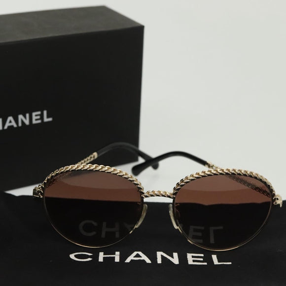 CHANEL Sunglasses metal Silver tone CC Auth 136551M
