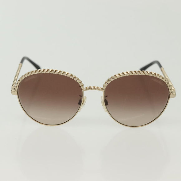 CHANEL Sunglasses metal Silver tone CC Auth 136551M