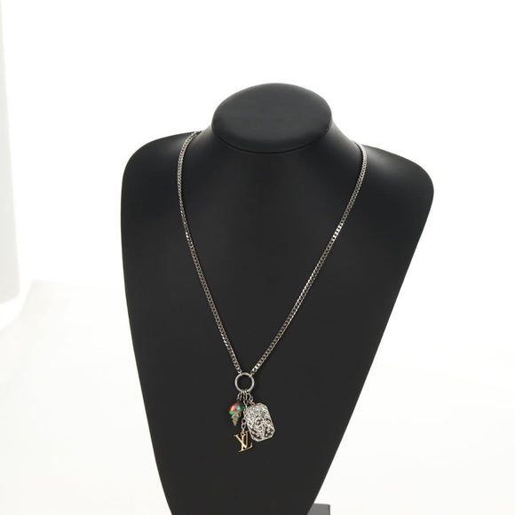 LOUIS VUITTON Shell Necklace metal Silver M01495 LV Auth 136561M