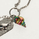 LOUIS VUITTON Shell Necklace metal Silver M01495 LV Auth 136561M-4